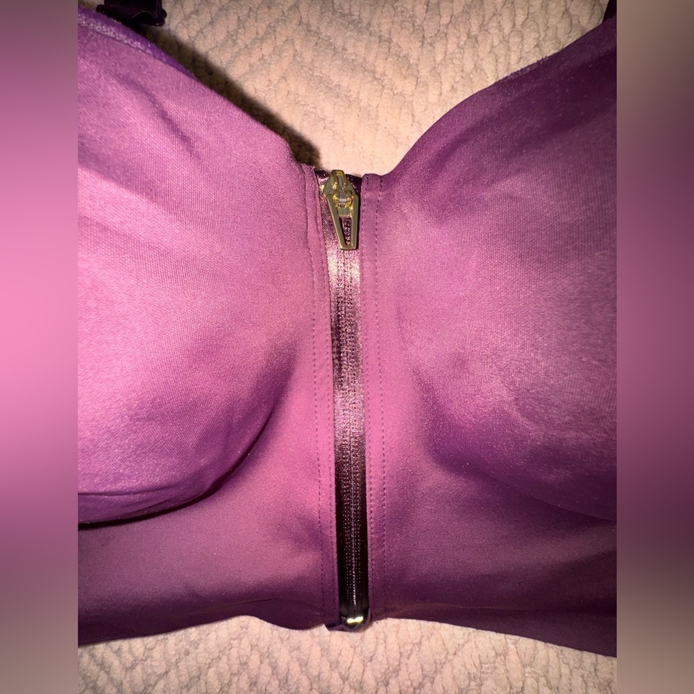 Victoria’s Secret Knockout Sport Bra 40DD Wine Longline Front Zip EUC - Picture 2 of 12